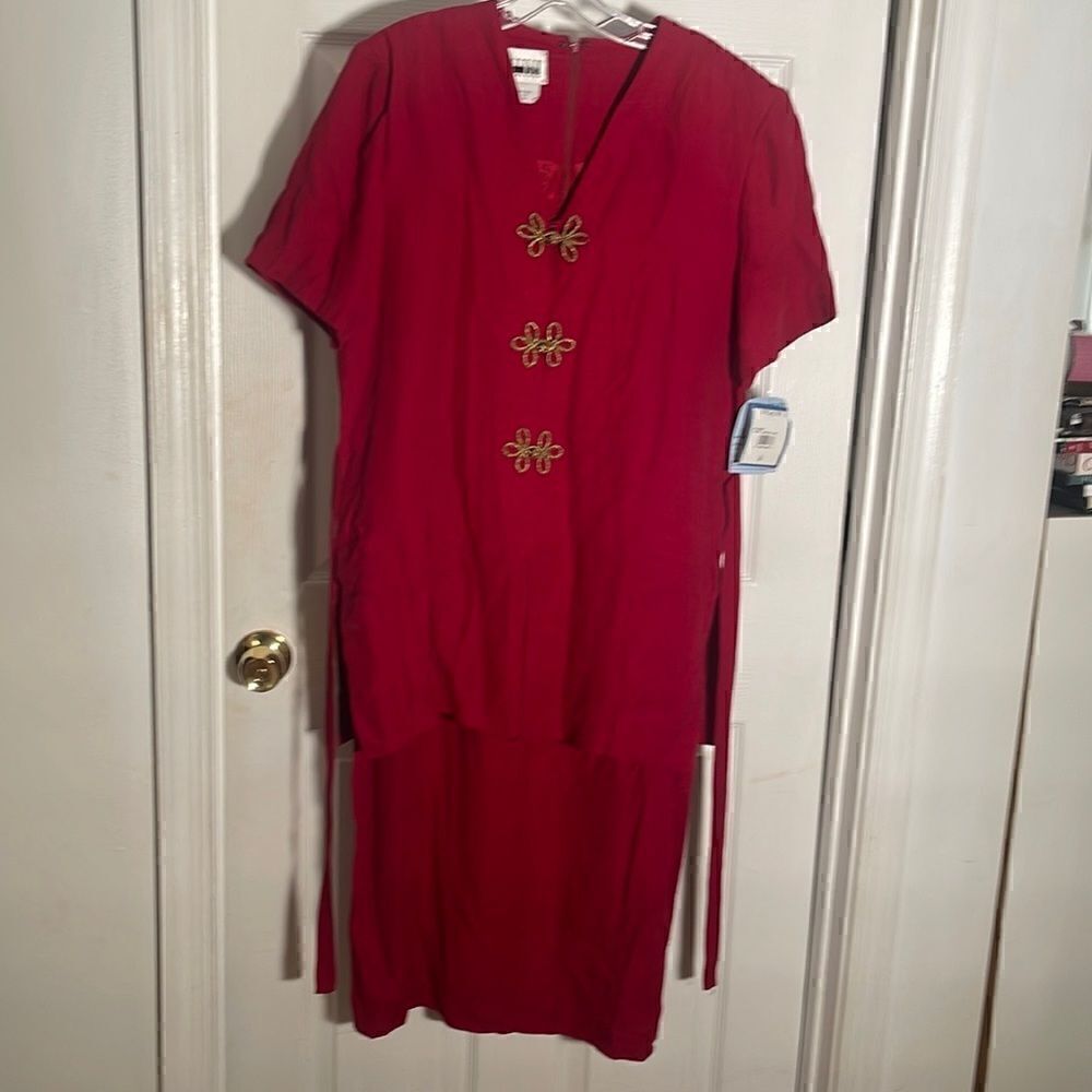 Vintage Leslie Fay Cardinal Red Short Sleeve Dress